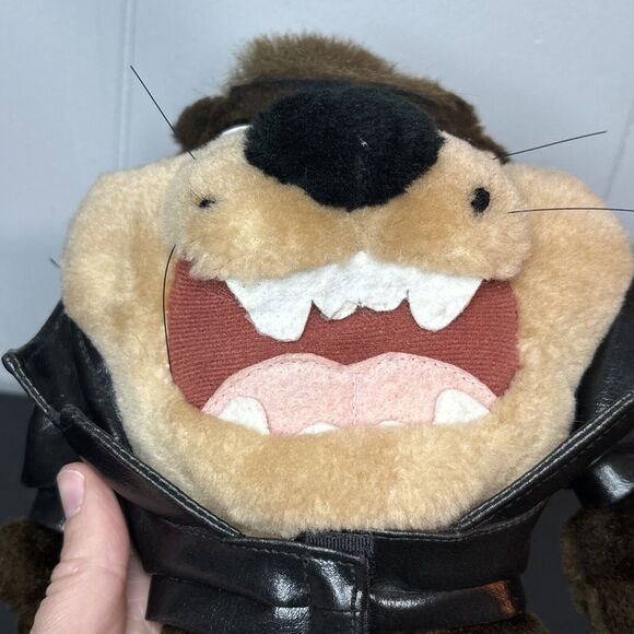 looney tunes taz tasmanian devil Stuffed Animal Plush With Leather Biker Jacket - Picture 7 of 9